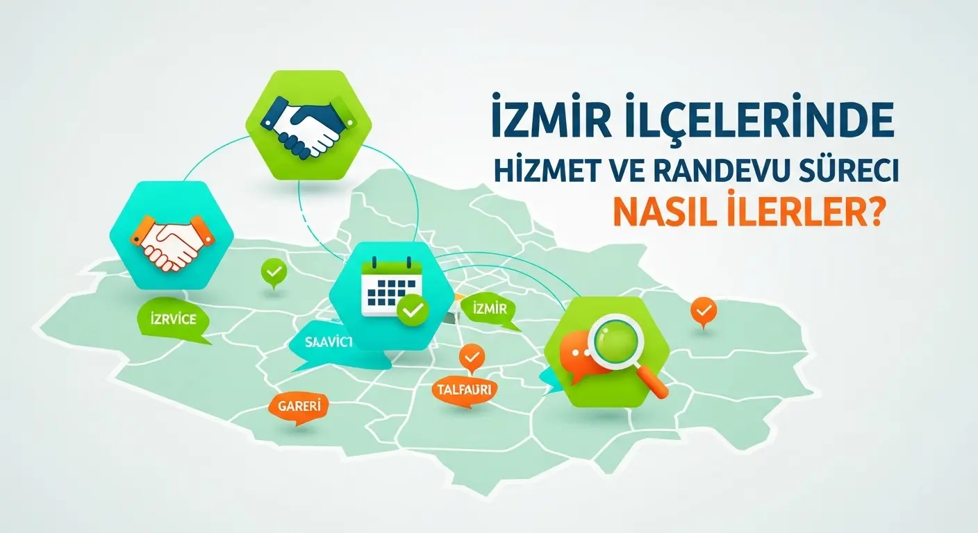İzmir haritası üzerinde servis işaretleri